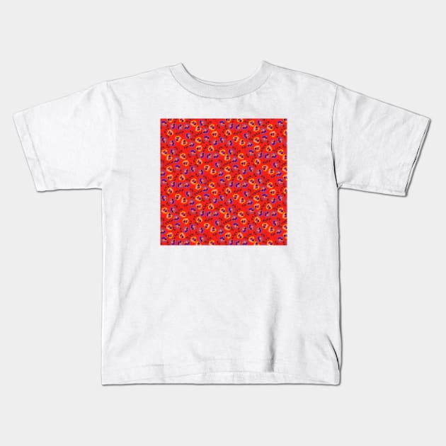 Red Floral Pattern Kids T-Shirt by FloralPatterns